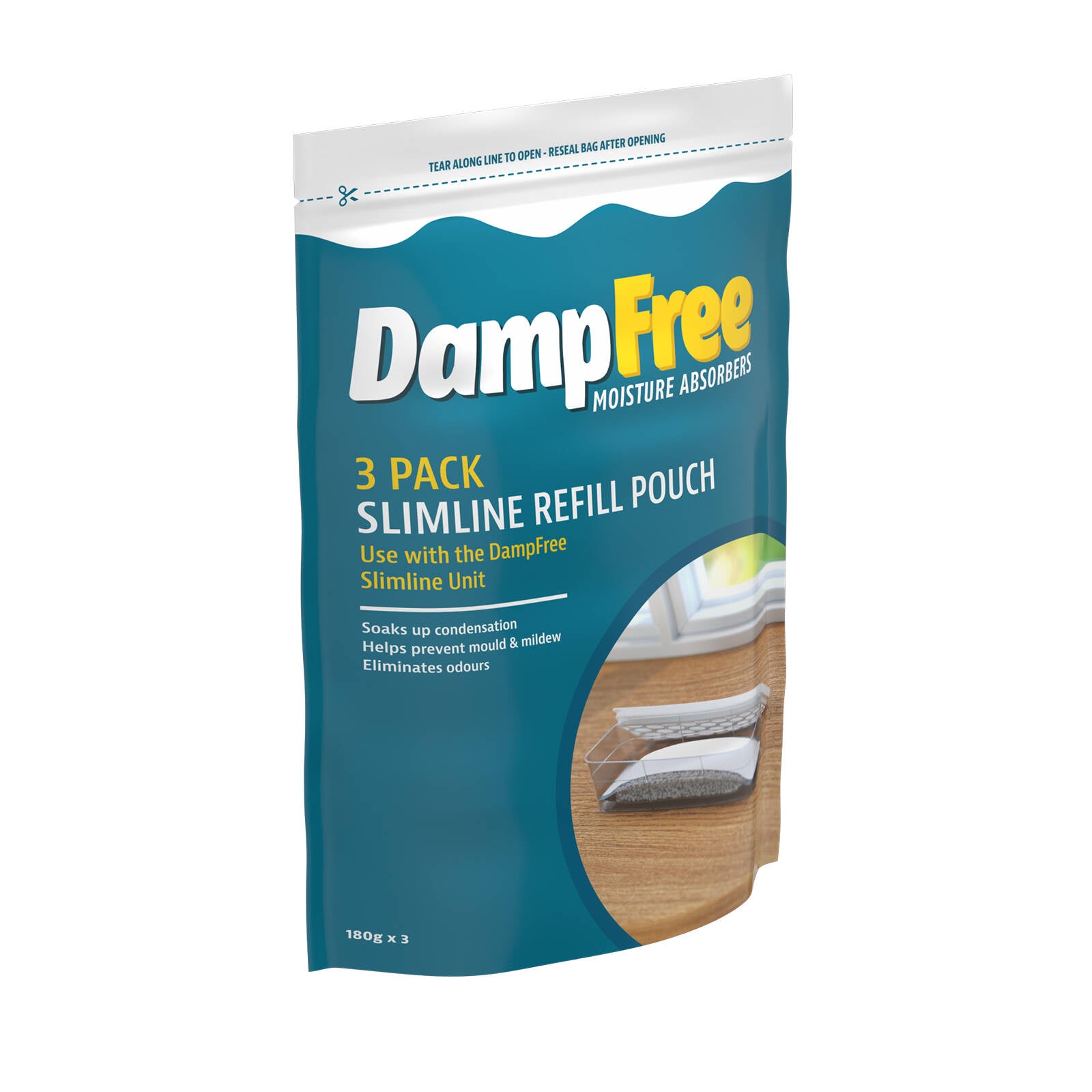 DampFree 350mL Calcium Chloride Slimline Moisture Absorber Refill Sachets 3 Pack