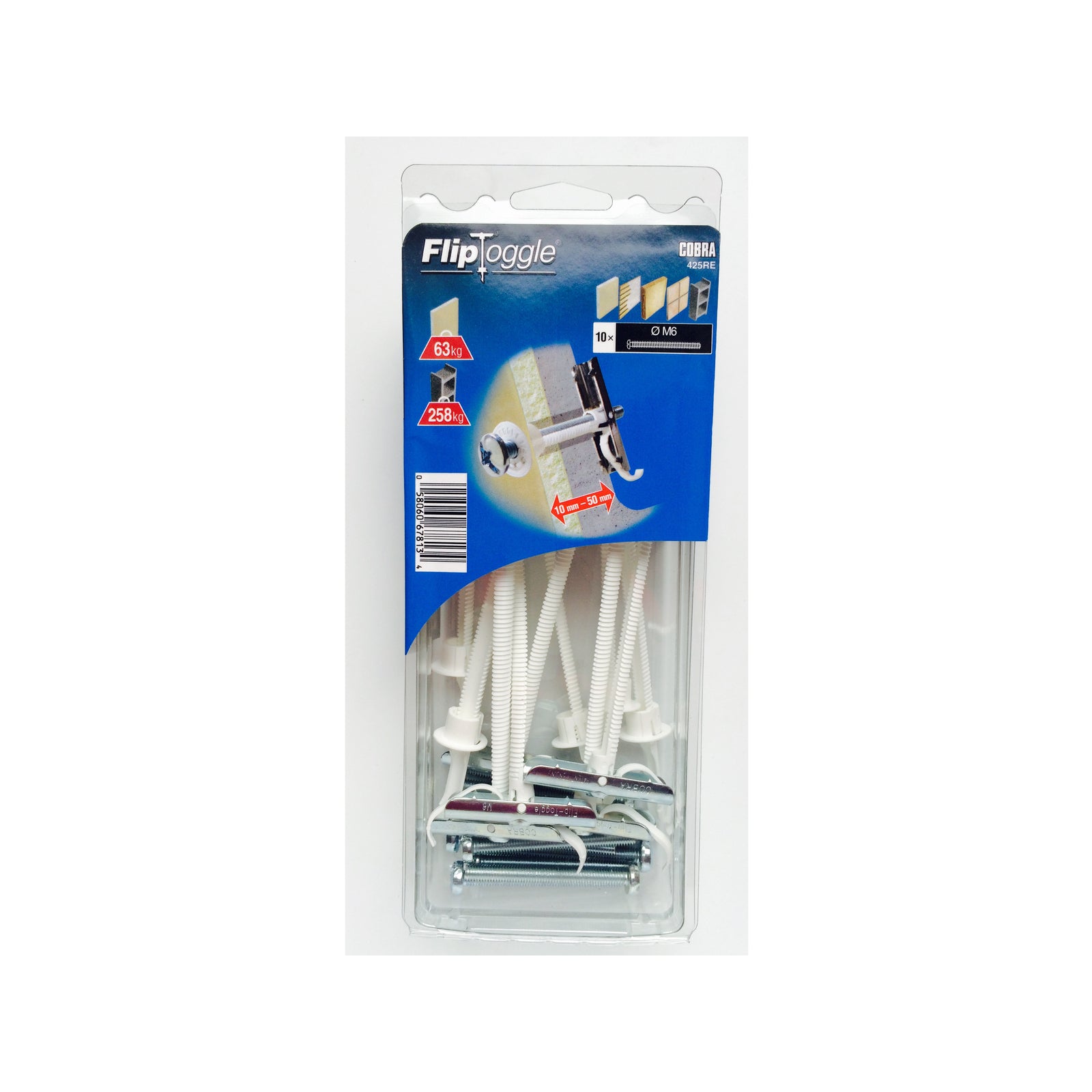 Cobra 6 x 60mm Anchor Flip Toggle Screws and Bit - 10 Pack
