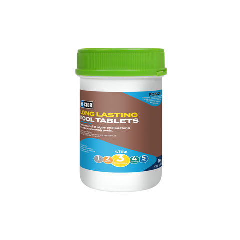 Hy-Clor Long Lasting Pool Chlorine Tablets 1kg Stabilised Slow-Dissolve
