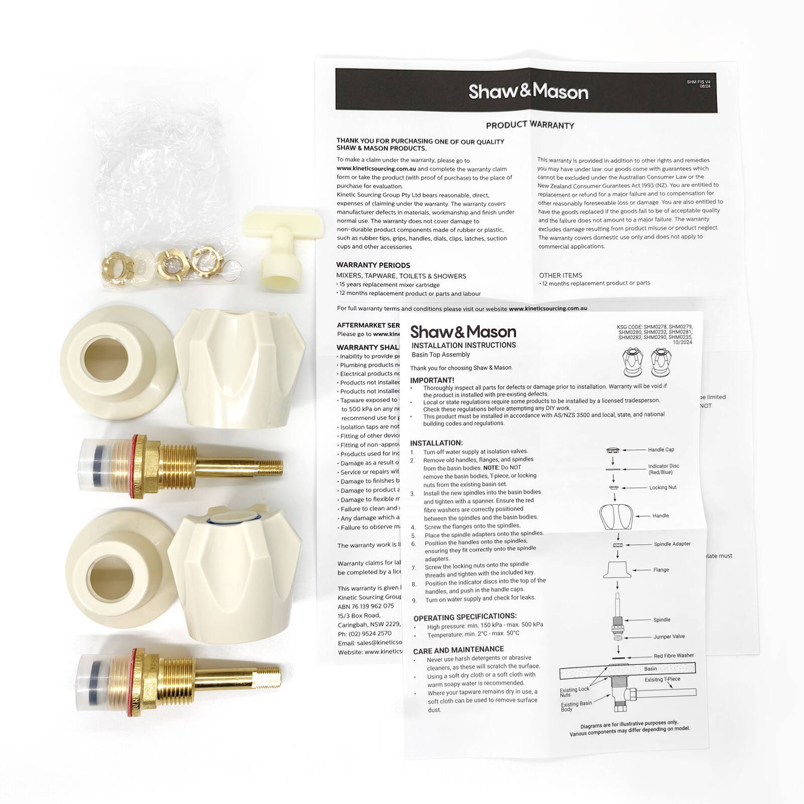 Shaw & Mason Ivory Six Point Basin Top Assembly Pair ABS Plastic