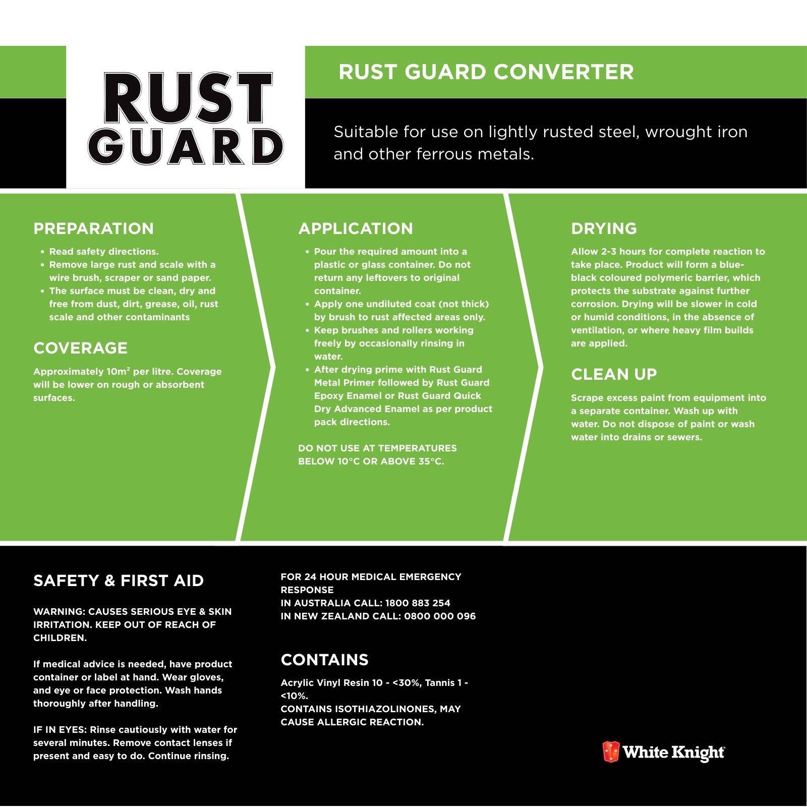 White Knight Rust Guard 125ml Solvent-Based Rust Converter