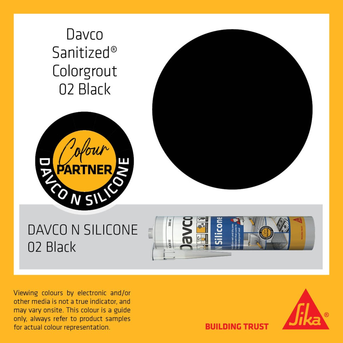 Davco 5kg Black #02 Sanitized Colorgrout - Cement Based, Mould Resistant, Wall & Floor