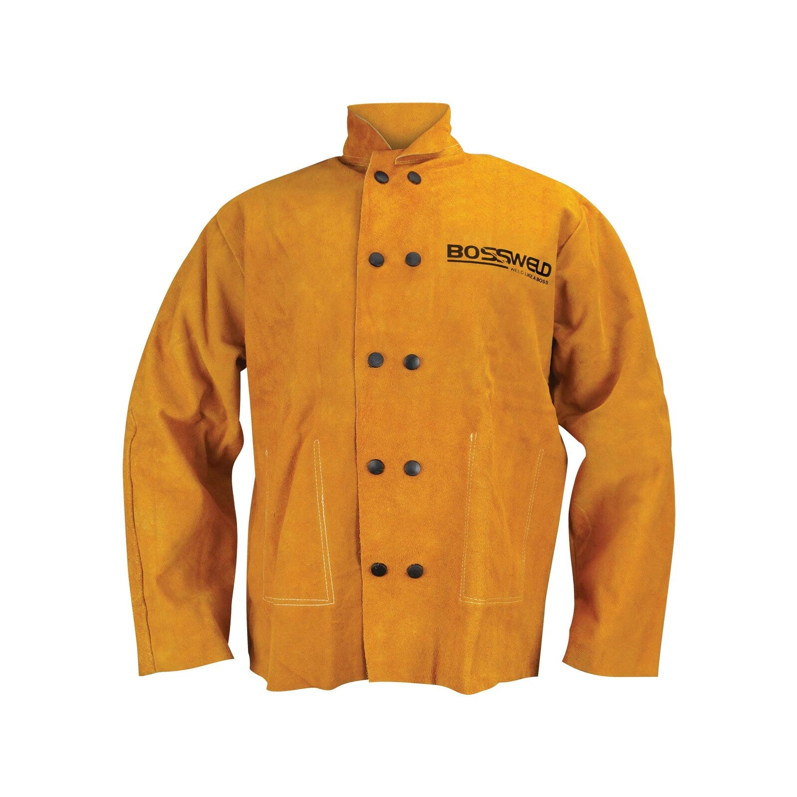 Bossweld Leather Welders Jacket Large with Kevlar Stitching Double Press Stud