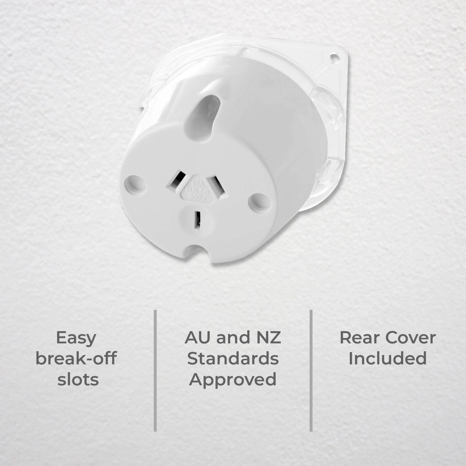 DETA 10 Amp Single Outlet Plug Base 250V White Polycarbonate
