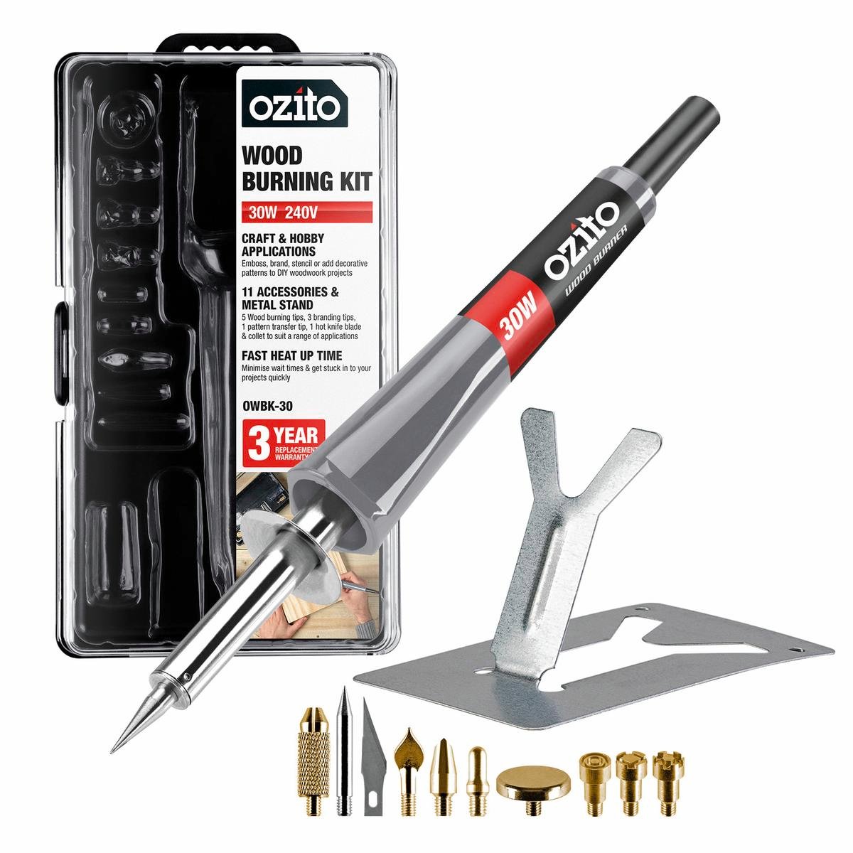 Ozito 30W Wood Burning Kit Interchangeable Tips