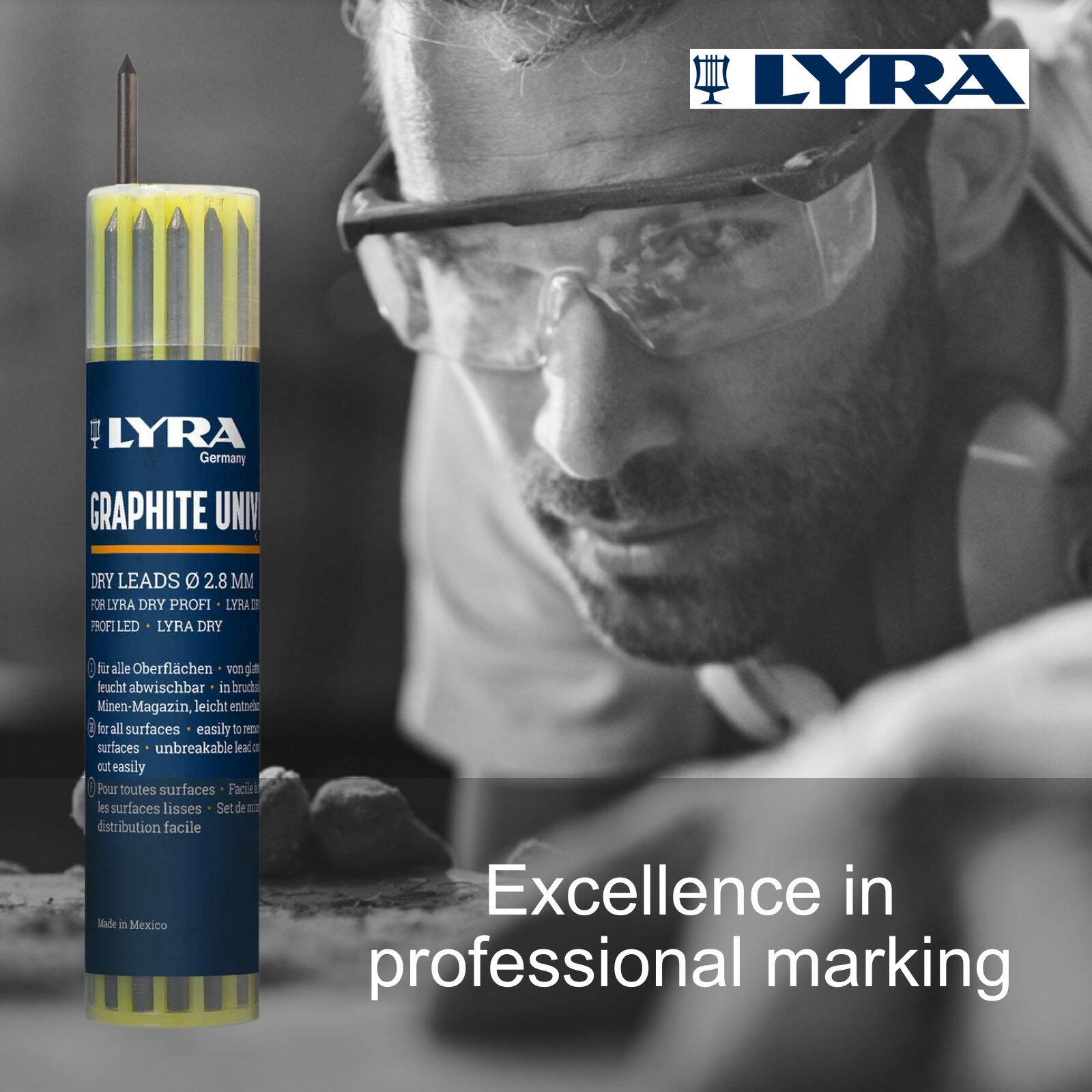 Lyra Carpenters Pencil with 12 Piece 2B Lead Refill Pack