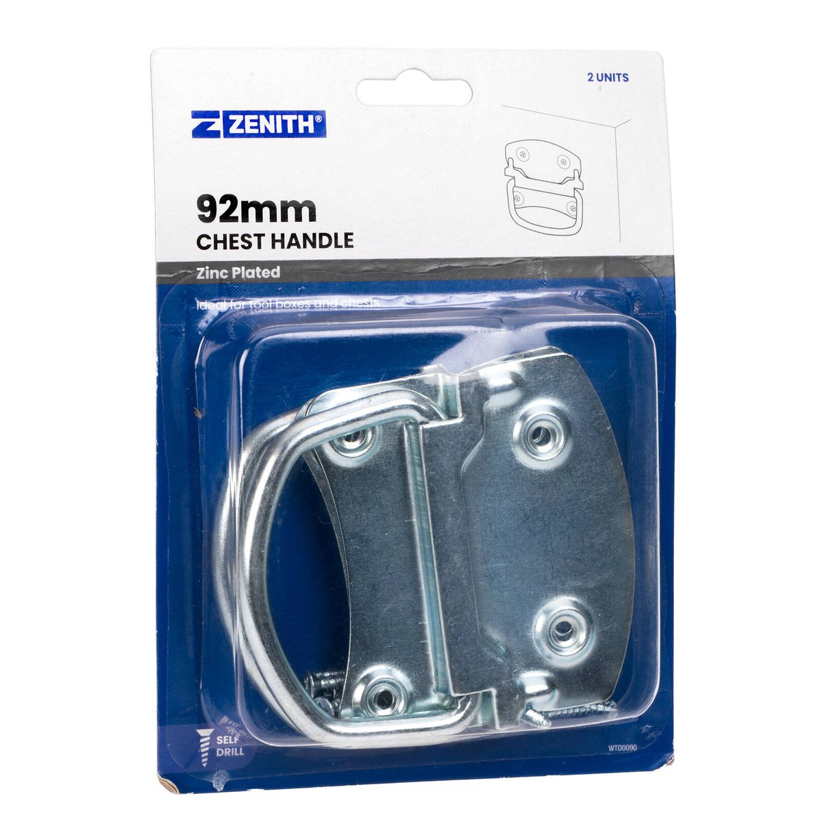 Zenith Chest Handle - 92mm - Zinc Plated - Utility Design - SuperSaverAU - view 2