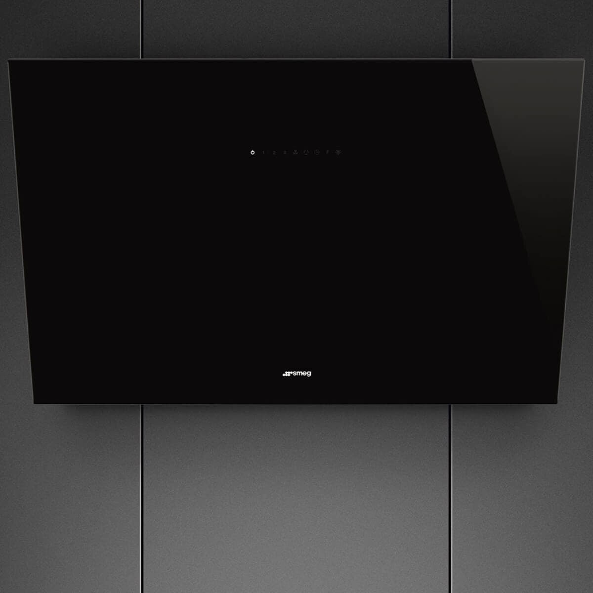 Smeg 90cm Angled Wall Mount Rangehood - Black, 729m³/h, Autovent 2.0, Touch Controls - KV394N