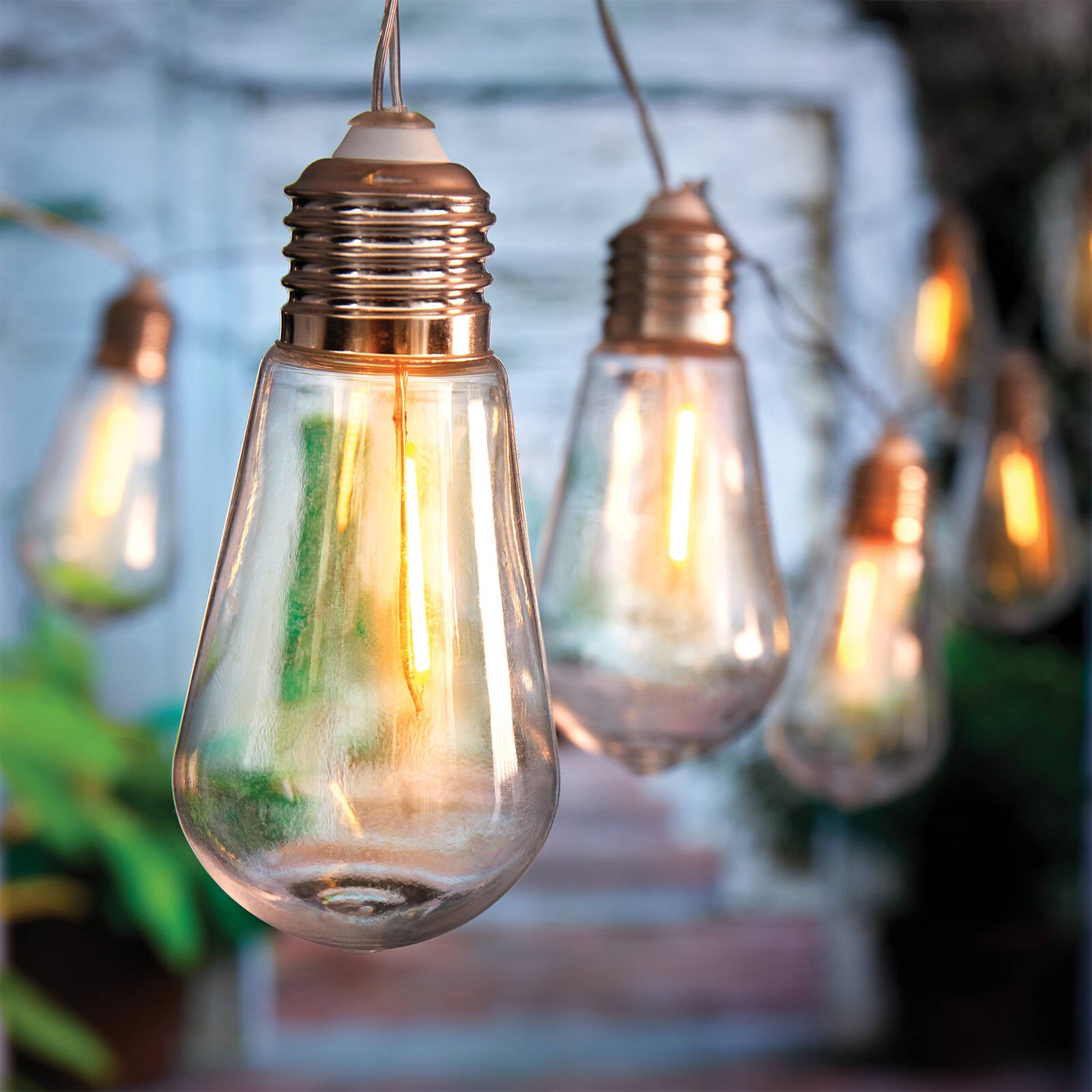 Lytworx Warm White Solar Teardrop Filament Lights, 1.8m, Indoor/Outdoor - 10 Pack