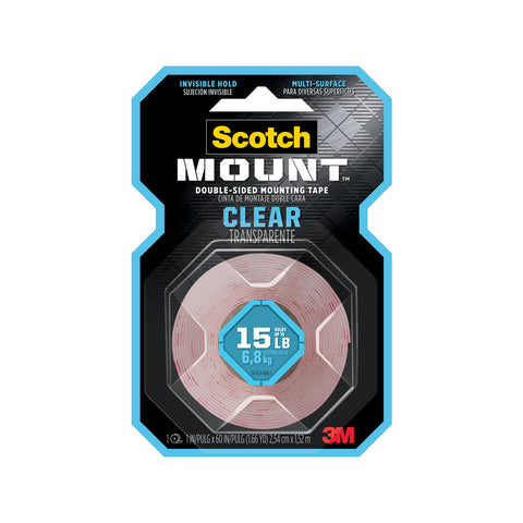 Scotch Clear Mount Double-Sided Mounting Tape 2.54cm x 1.52m