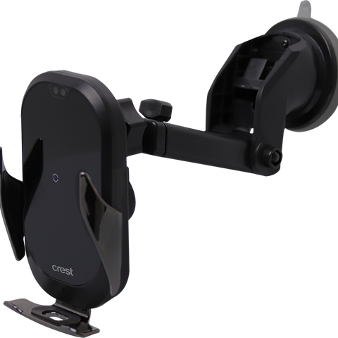 Crest Qi Wireless Car Charger Window Mount - 15W Fast Charging - Black - SuperSaverAU - view 1