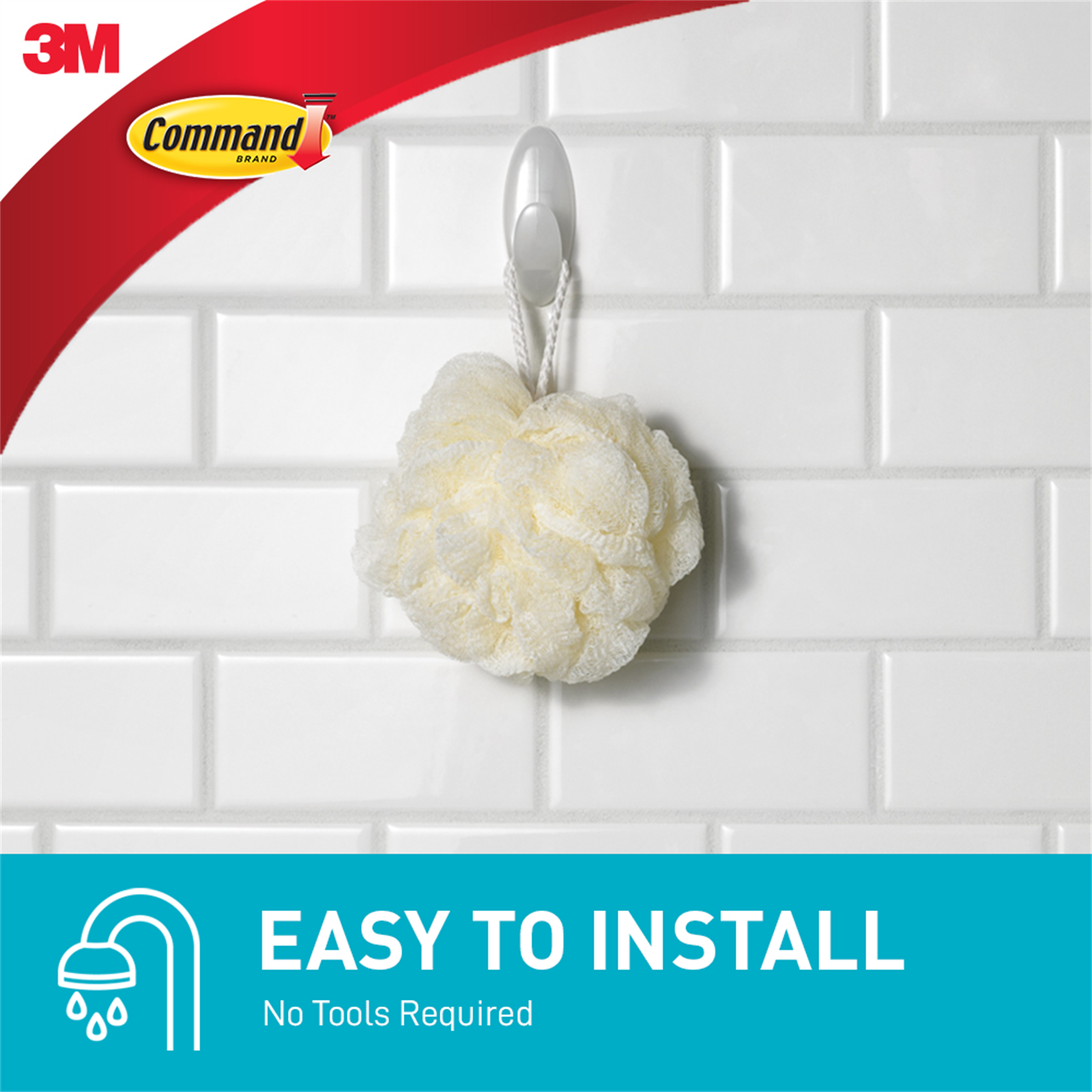 Command Large White Adhesive Wet Area Towel Hook Damage-Free
