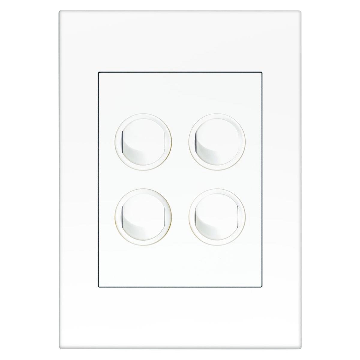 HPM Vivo 4 Gang Wall Switch - 85mm x 118mm - White - Reliable Indoor Use - SuperSaverAU - view 1