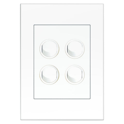 HPM VIVO 4 Gang Wall Switch, White, 10A 240V 2 Way (EV770/4WE)