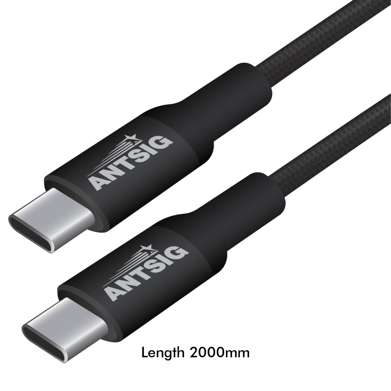 Antsig 2m 240W USB-C to USB-C Cable AP240WCC2 - Nylon Braided, Fast Charge & Data