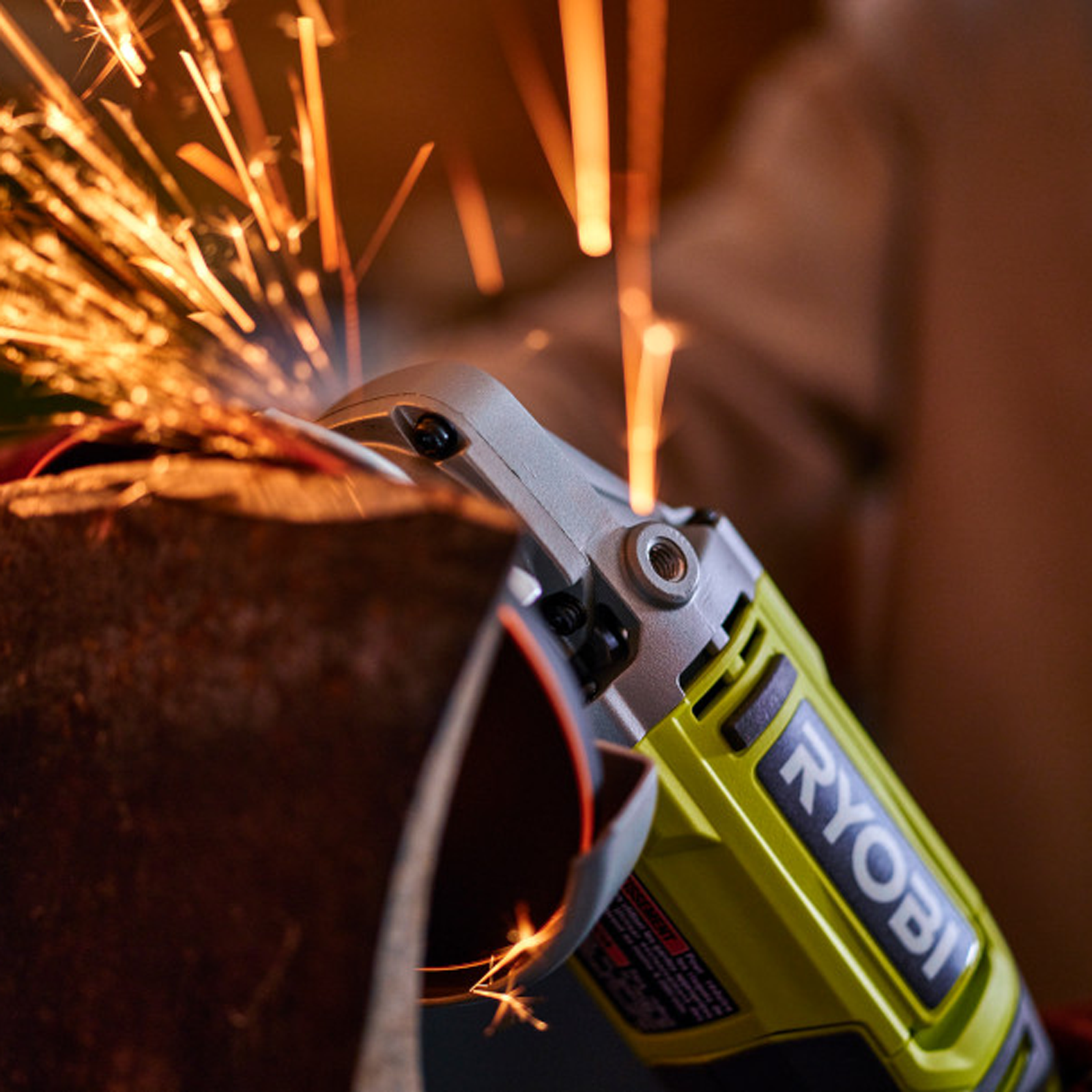 Ryobi 18V ONE+ 115mm Cordless Angle Grinder R18AG115, 9000rpm, Side Handle - Tool Only