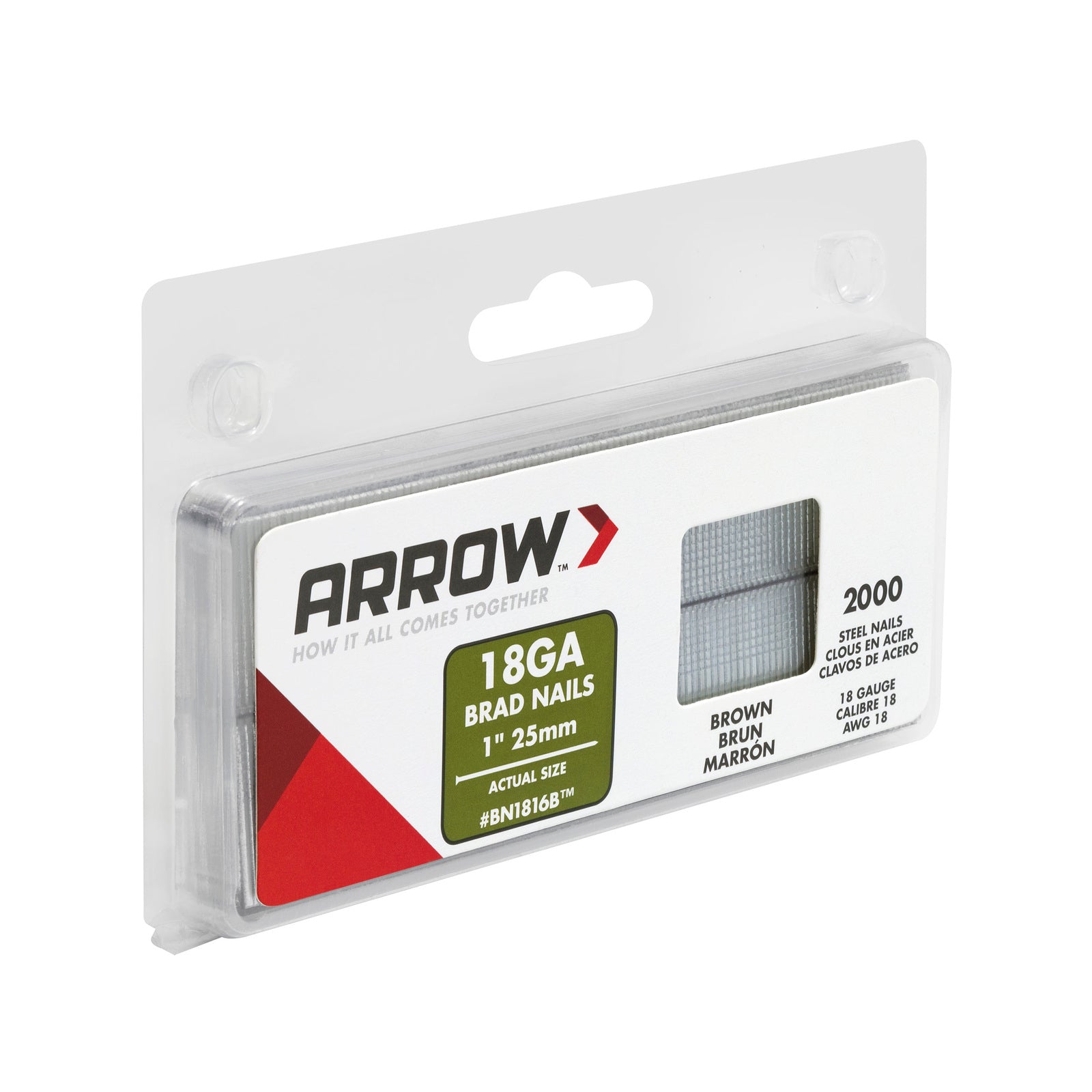 Arrow 25mm 18GA Brown Steel Brad Nails - 2000 Pack