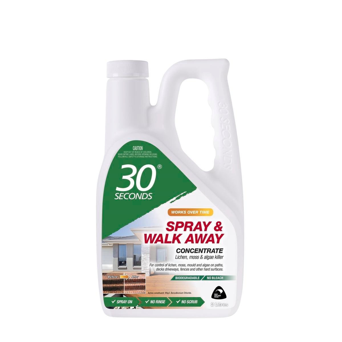 30 Seconds 2L One Step Spray & Walk Away Concentrate, Removes Lichen, Mould & Algae