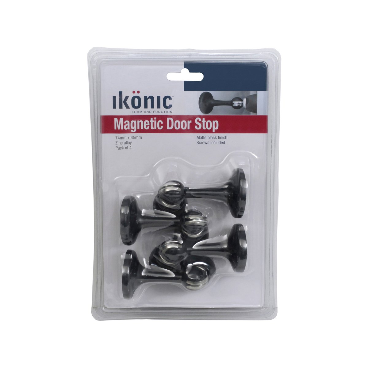 Ikonic Magnetic Door Stop Set - 4 Piece - Zinc Alloy - Matte Black Finish - SuperSaverAU - view 2