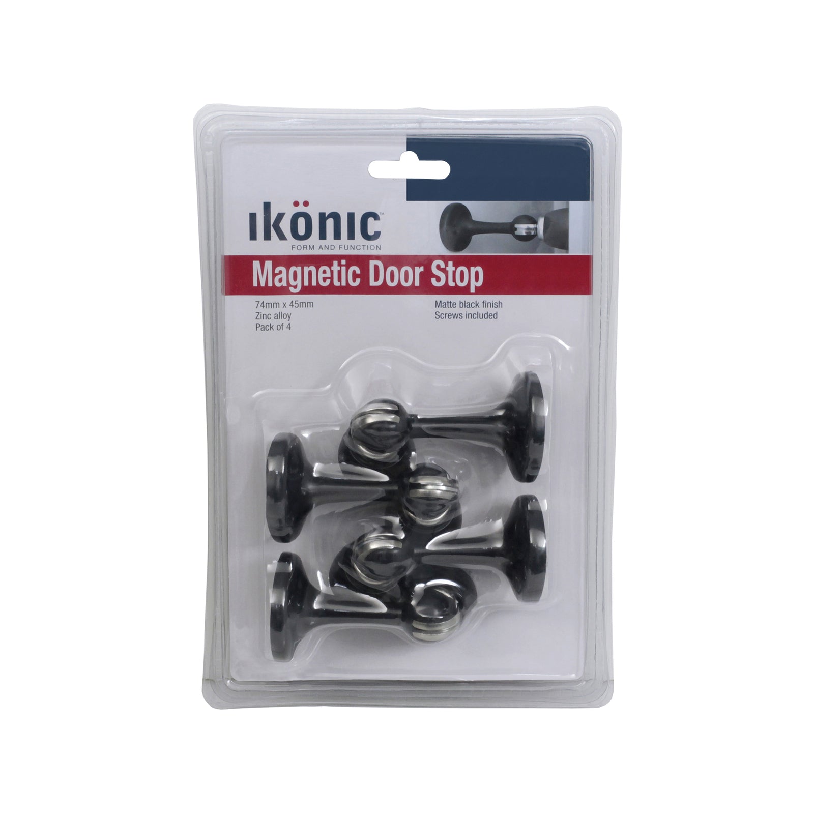 Ikonic 4 Piece Matte Black Zinc Alloy Magnetic Door Stop Set