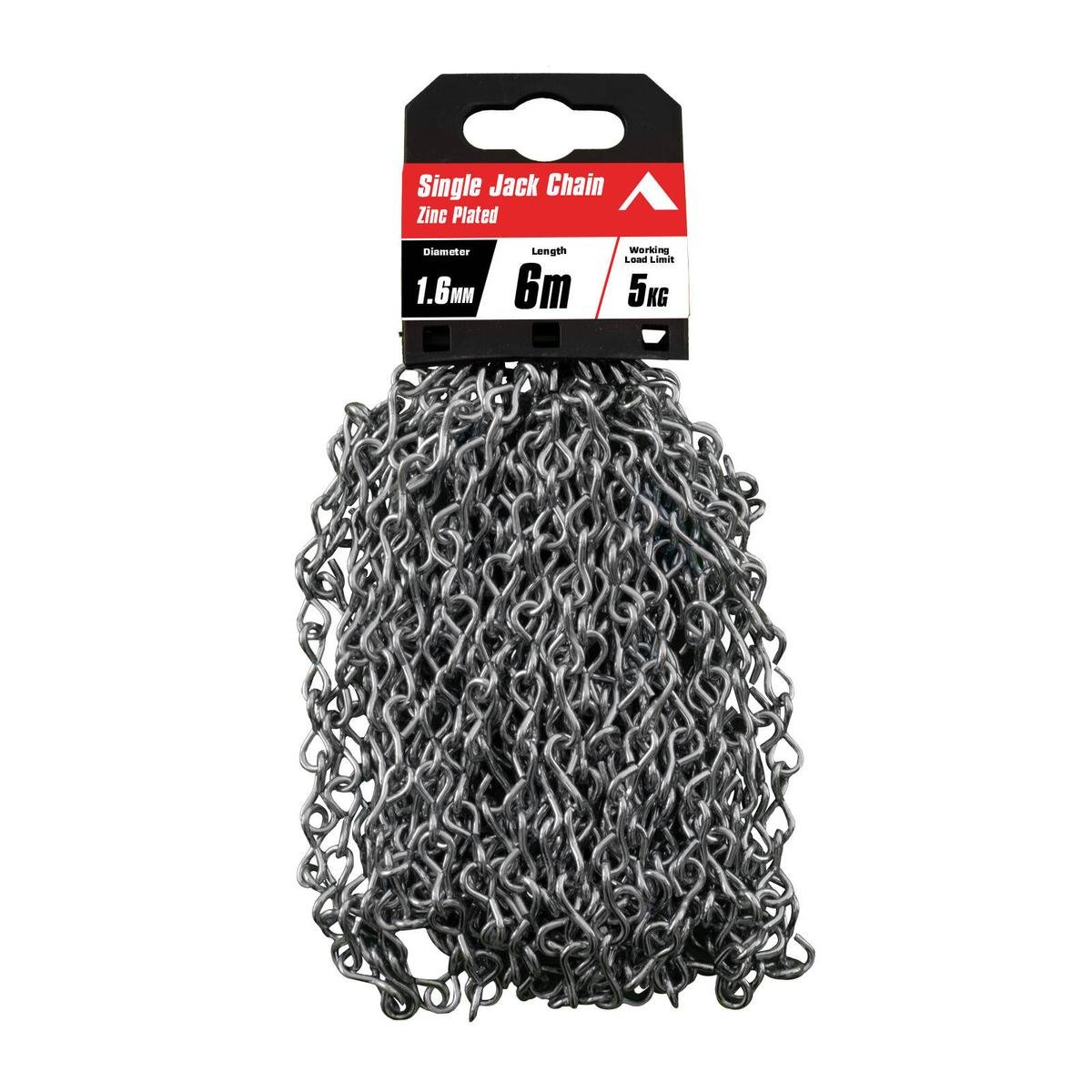 Pinnacle 1 Zinc Plated Single Jack Chain 6mm x 6m - Rust Resistant - 5kg Load - SuperSaverAU - view 1