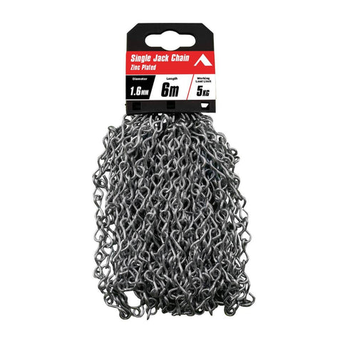 Pinnacle 1 Zinc Plated Single Jack Chain 6mm x 6m - Rust Resistant - 5kg Load - SuperSaverAU - view 1