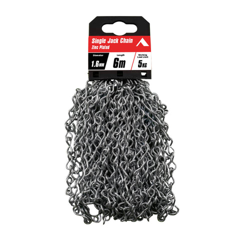 Pinnacle 1.6mm x 6m Zinc Plated Single Jack Chain