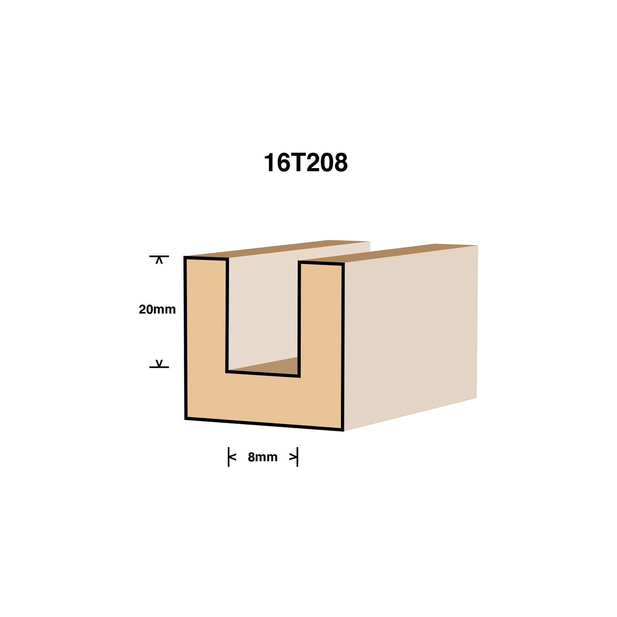 Ultra 6.4 x 8mm Straight Router Bit - Tungsten Carbide Tipped, 1/4" Shaft