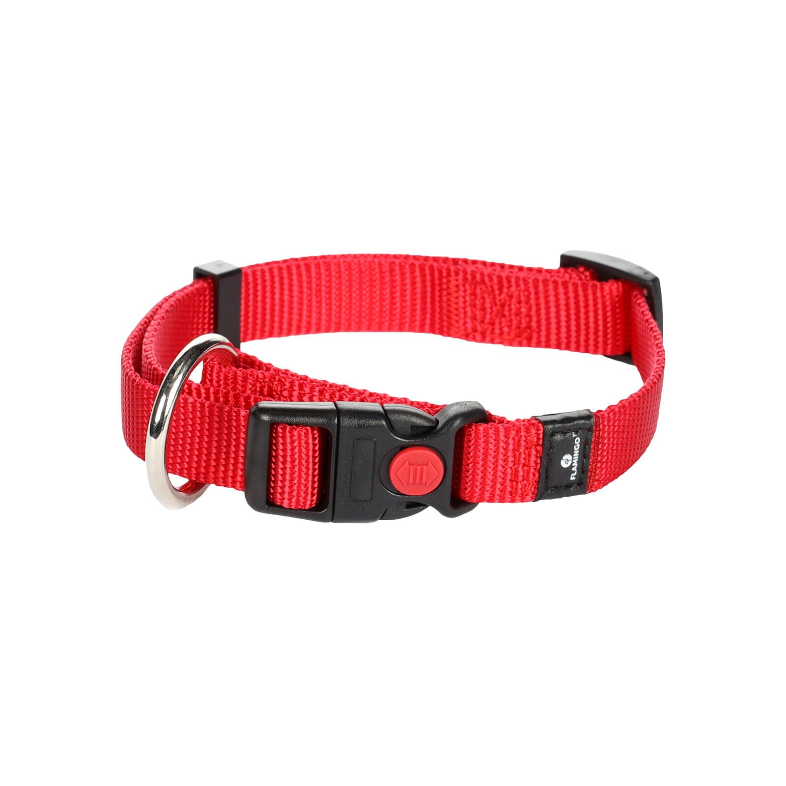 Flamingo Ziggi Small Red Dog Collar, 30-45cm, Nylon, Quick Release Buckle