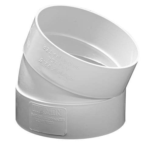 Holman 90mm 22.5 Degree Female & Female PVC Stormwater Elbow, White
