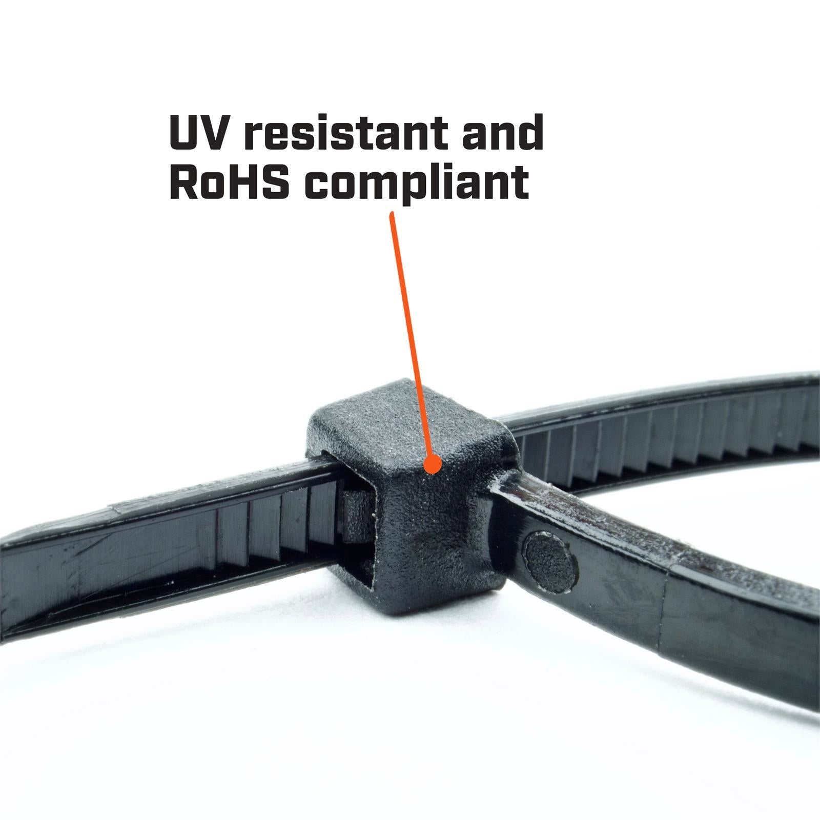 Crescent 370mm x 4.8mm Black UV Resistant Nylon Cable Ties - 25 Pack
