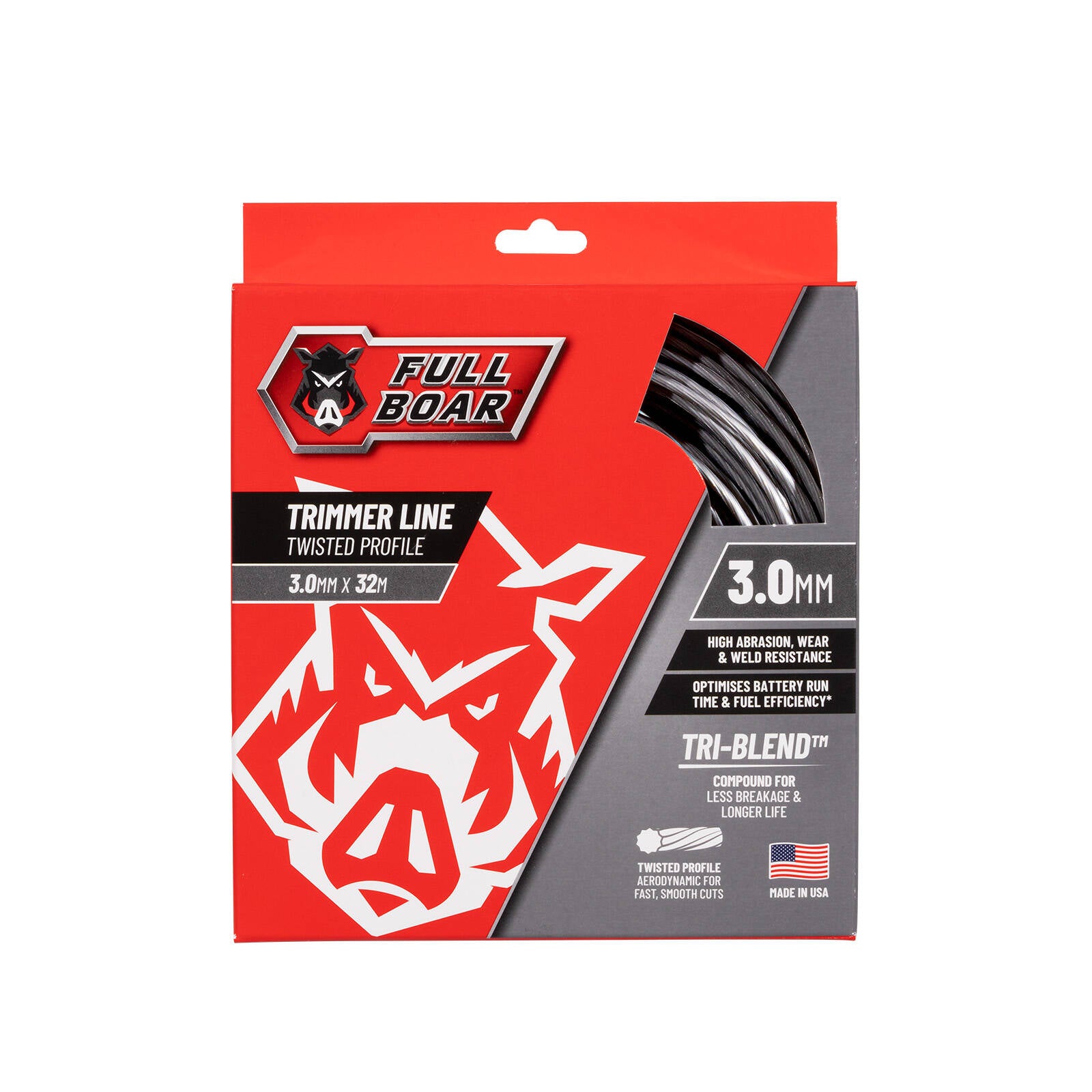 Full Boar 3.0mm x 32m Twisted Profile Trimmer Line - Whipper Snipper Cord