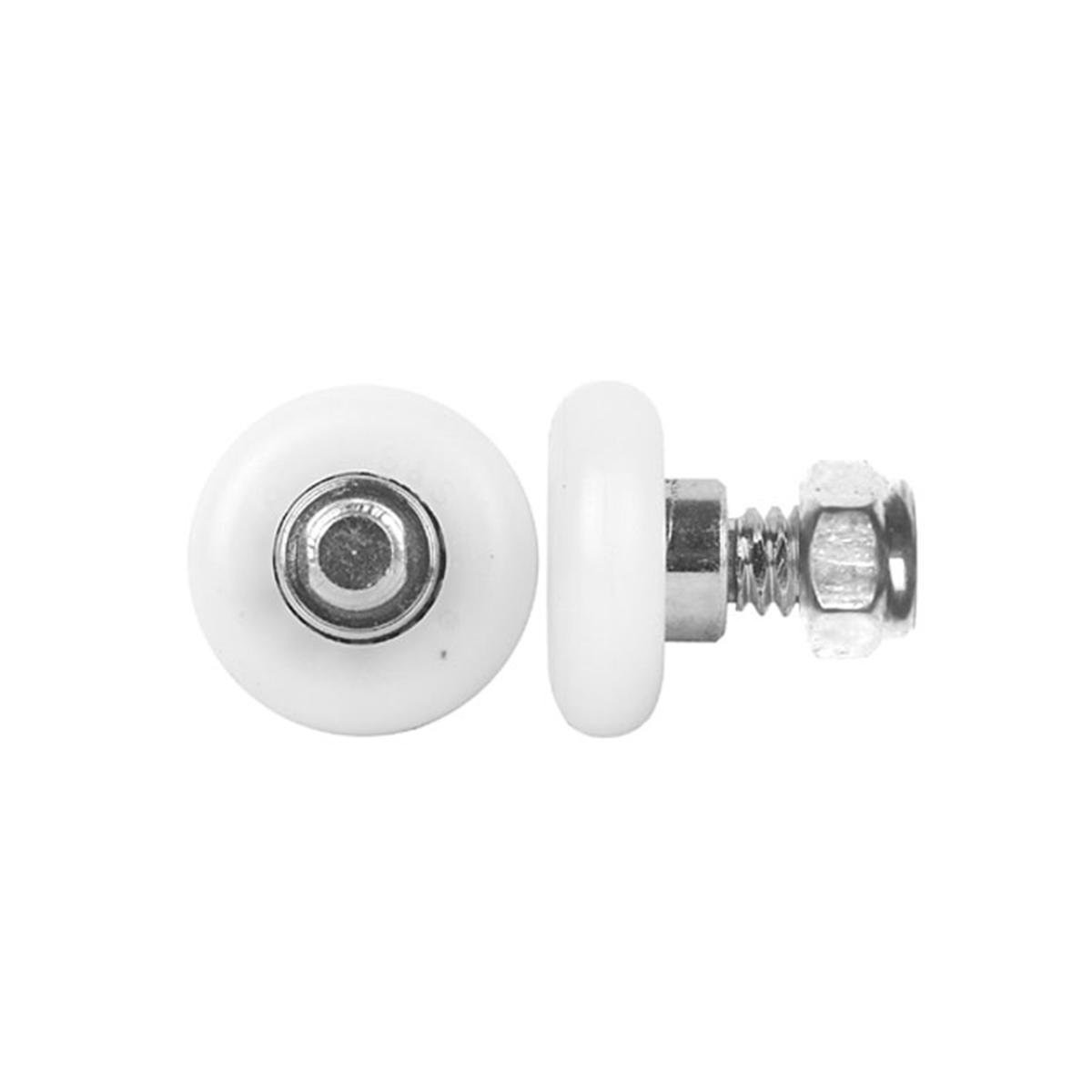 Rolltrak 19mm White Acetal Convex Roller with Threaded Stud, Wardrobe Door