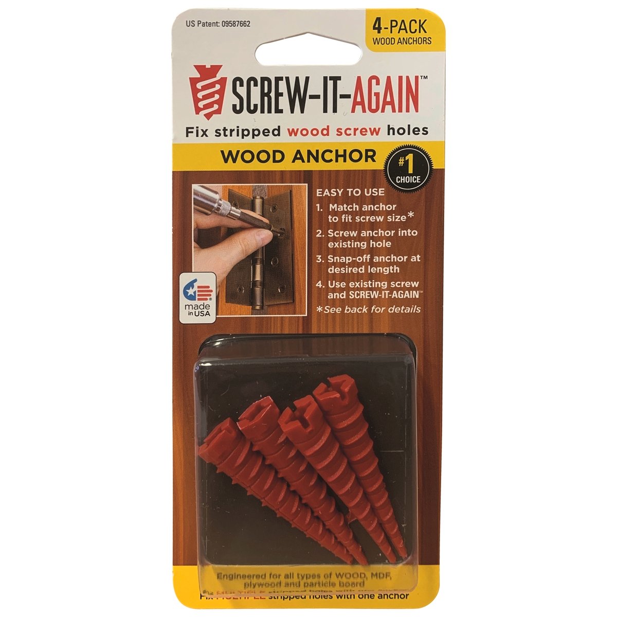 Screw It Again Snap Off Plastic Wood Anchor Hole Repair 4 Pack