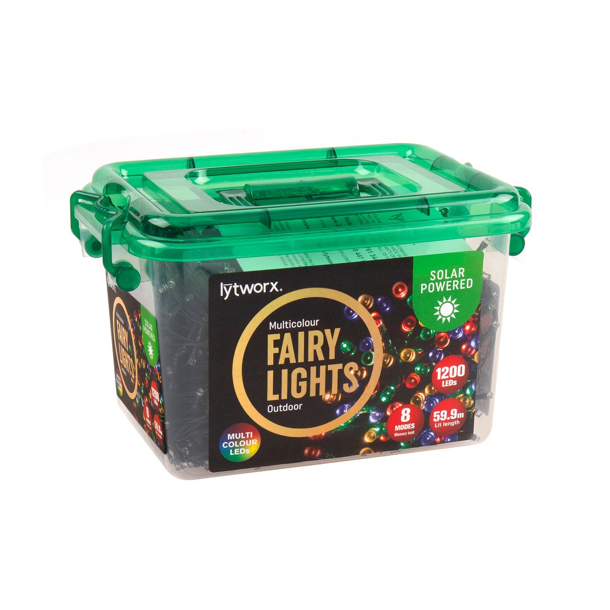 Lytworx Solar Multicolour Fairy Lights 59.9m 1200 Globes Outdoor 60594