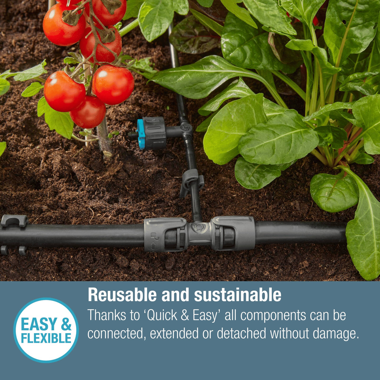 GARDENA 13mm to 4.6mm Micro Irrigation T-Joint in Black High-Impact Plastic, 5 Pack