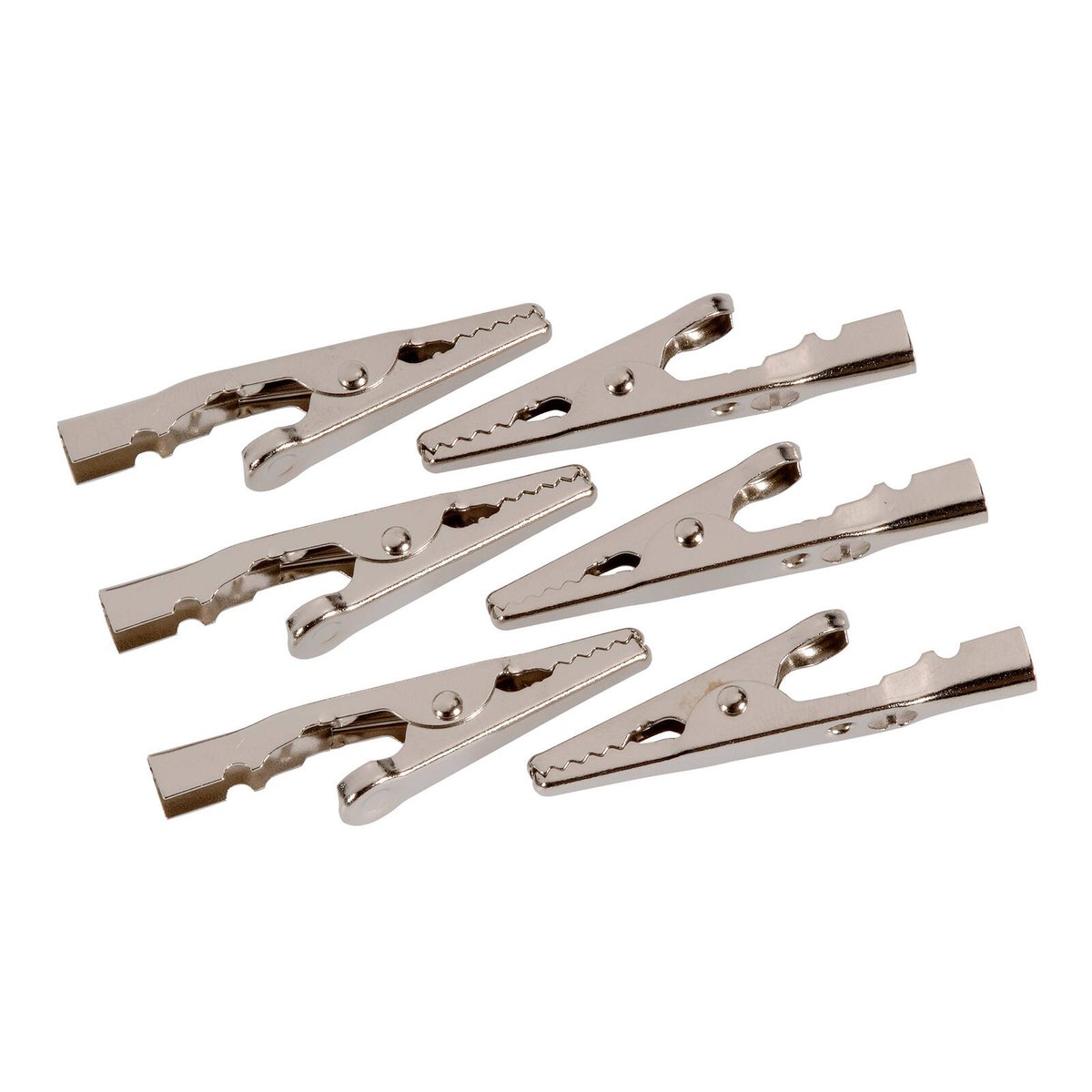 Projecta Alligator Test Clips, 6 Pack, Nickel-Plated Metal, Silver