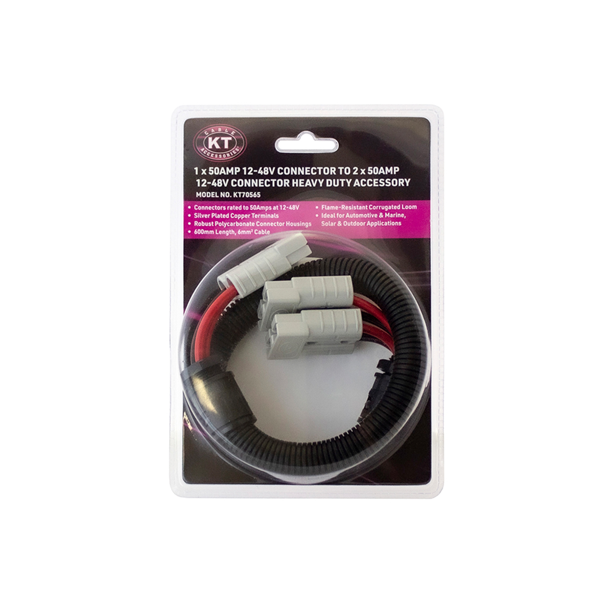 KT Solar HD 50A Connector to Twin HD Connectors, Grey