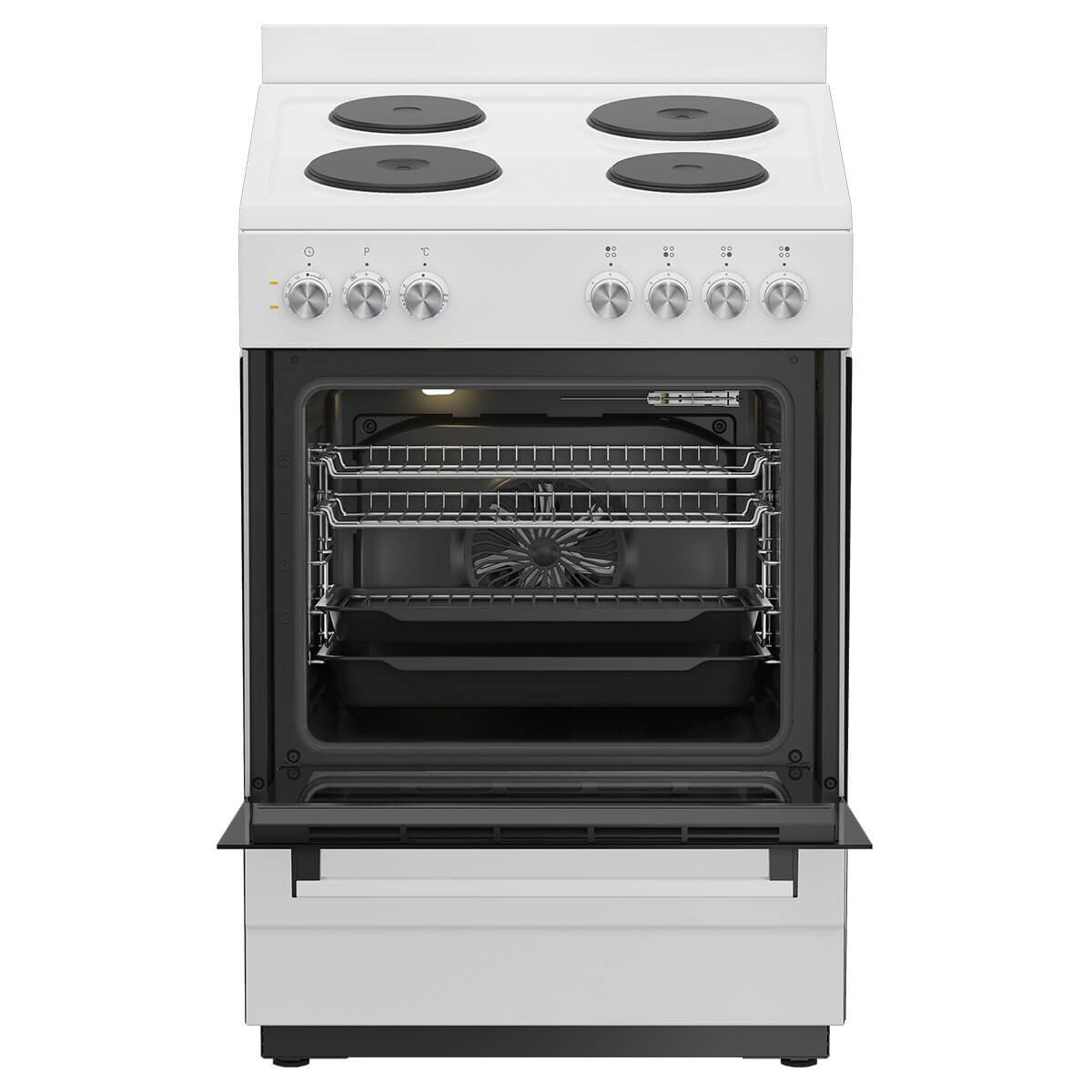 Beko 60cm Electric Freestanding Oven - White, Solid Hotplates, 72L Oven, SteamShine Cleaning - BFCB60EMW