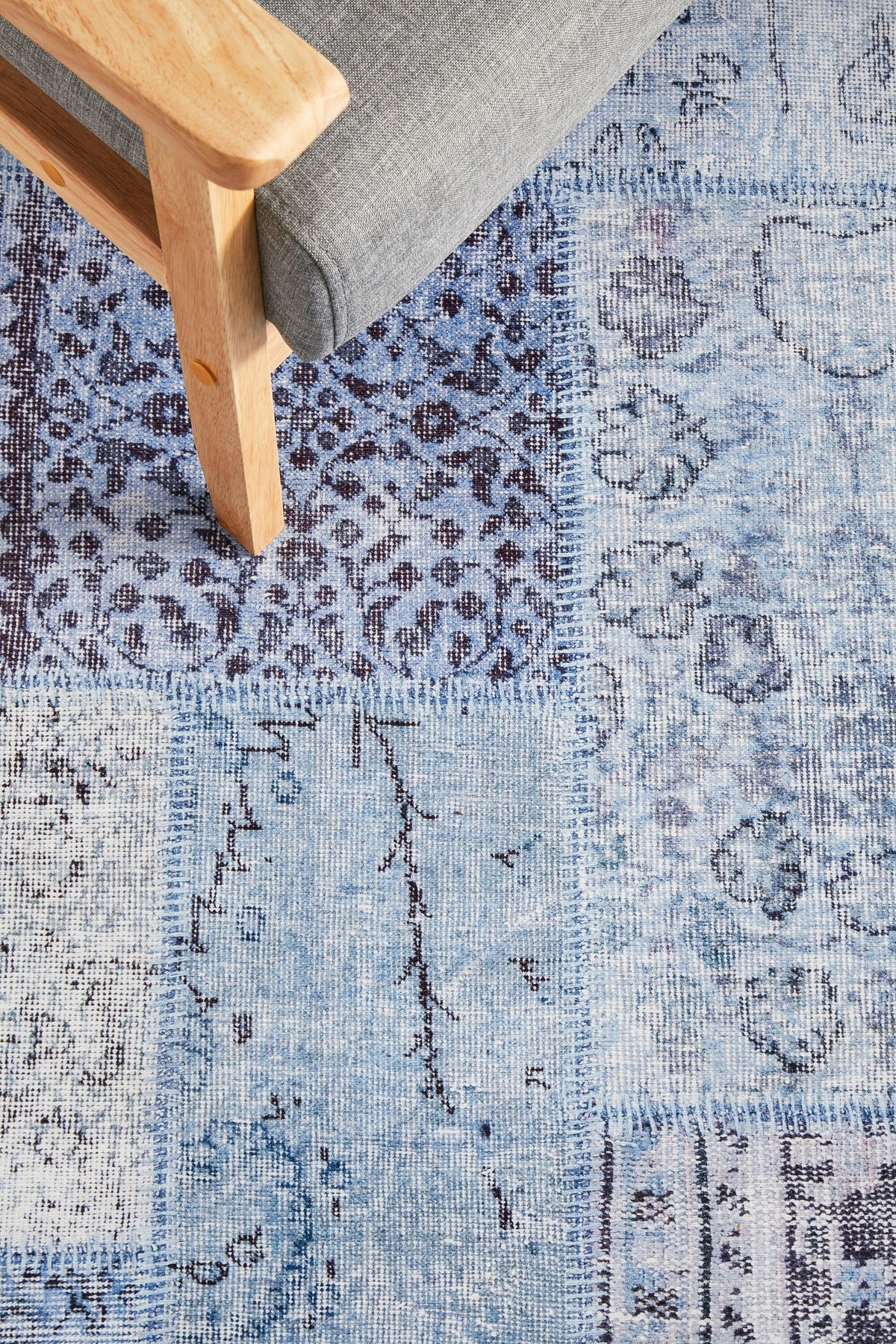 Rug Culture Illusions Medium Denim Polyester Rug 220x150cm - Power Loomed - ILU121DENIM220X150