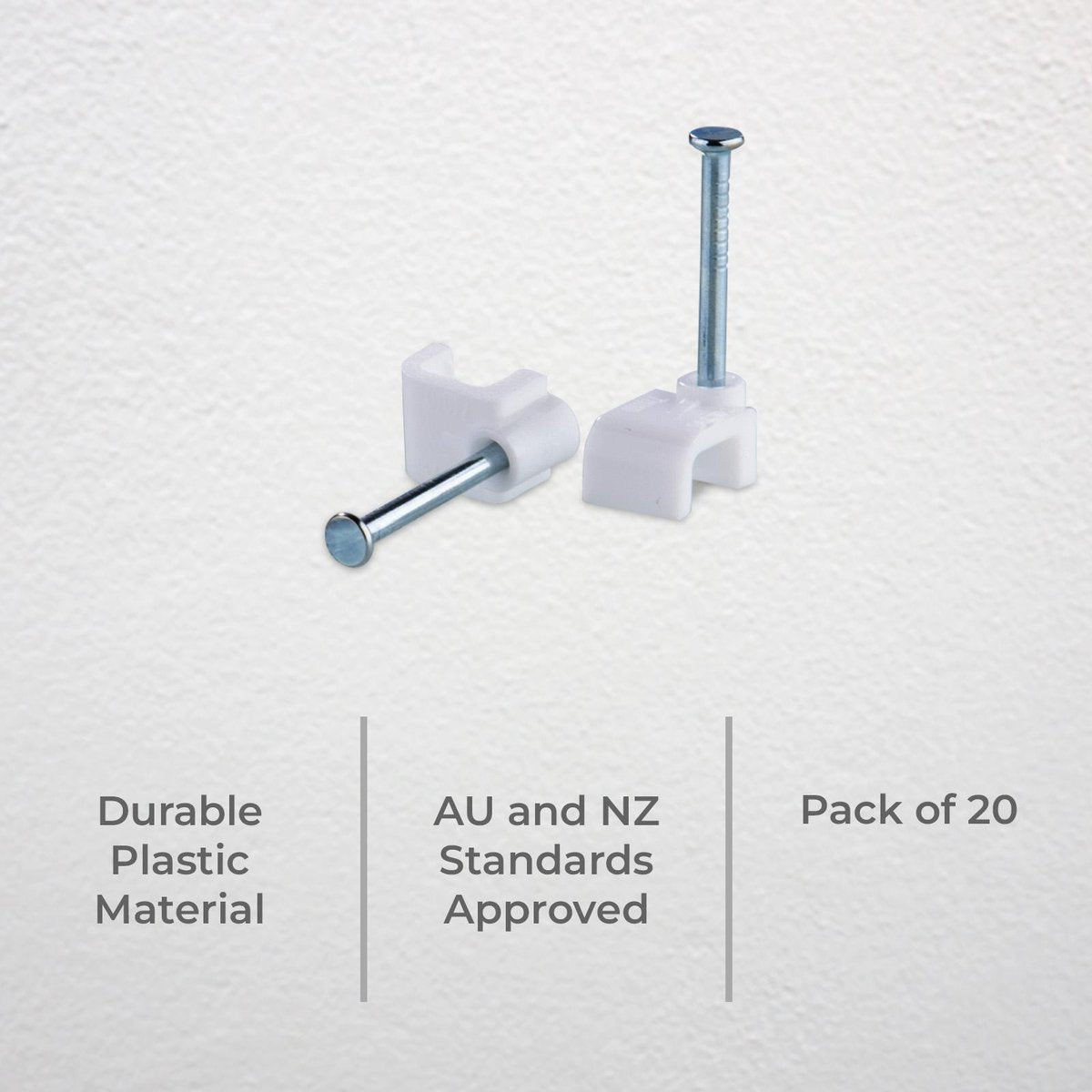 Deta 13mm White Flat Cable Clips 20 Pack - 2.5mm² TPS Cable - SuperSaverAU - view 2