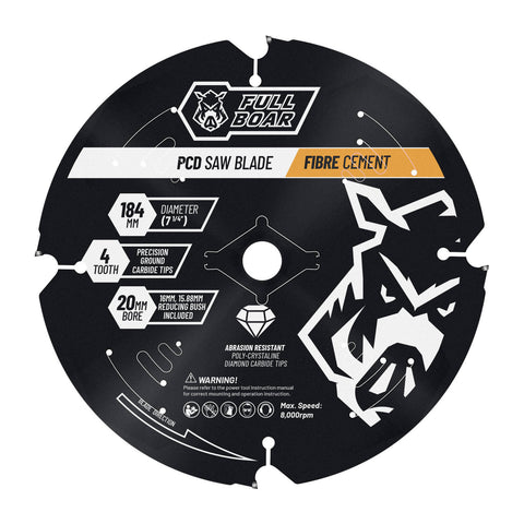 Full Boar 184mm 4T PCD Fibre Cement Circular Saw Blade
