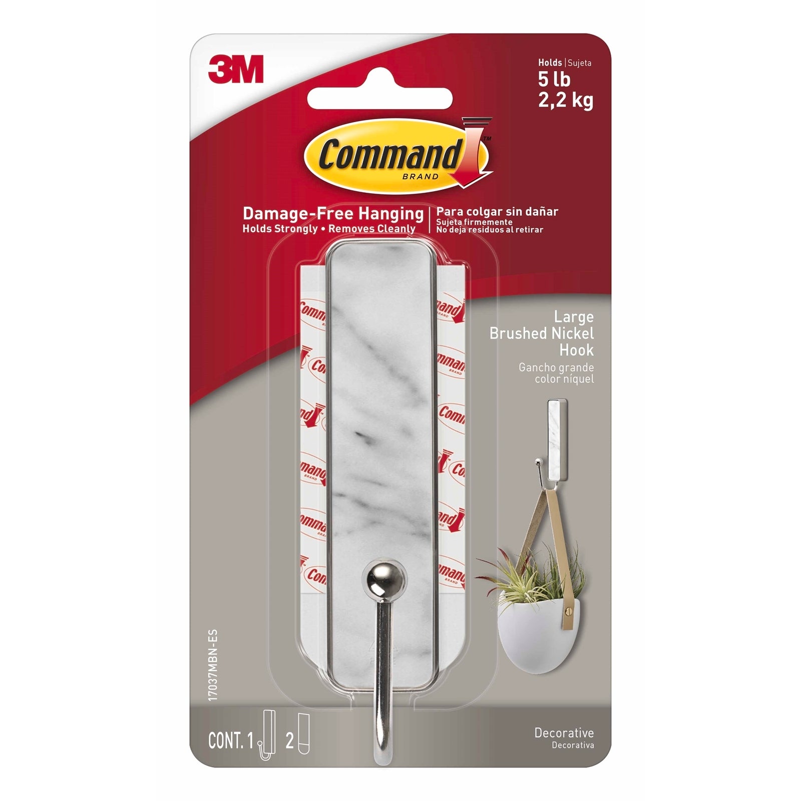 Command Large Marble Finish Adhesive Hook