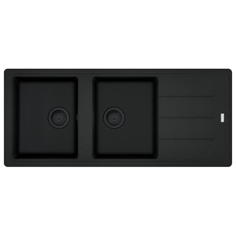 Franke Basis double bowl topmount sink - right hand drainer - Matte Black Fragranite - BFG621MBRHD-B