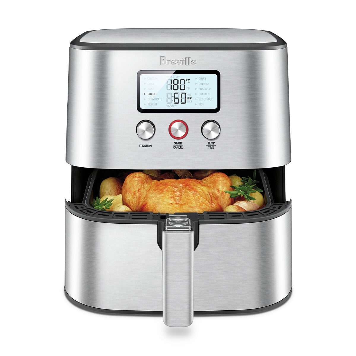 Breville Chef Plus Air Fryer 4.8L - Silver - 12 Presets, LCD Display, Silicone Mat - LAF600BSS