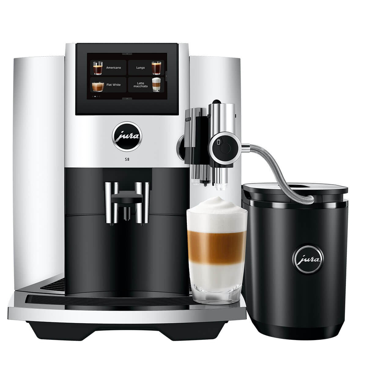 Jura S8 Automatic Coffee Machine - 27 Coffee Specialities, Sweet Foam, Chrome - 15651