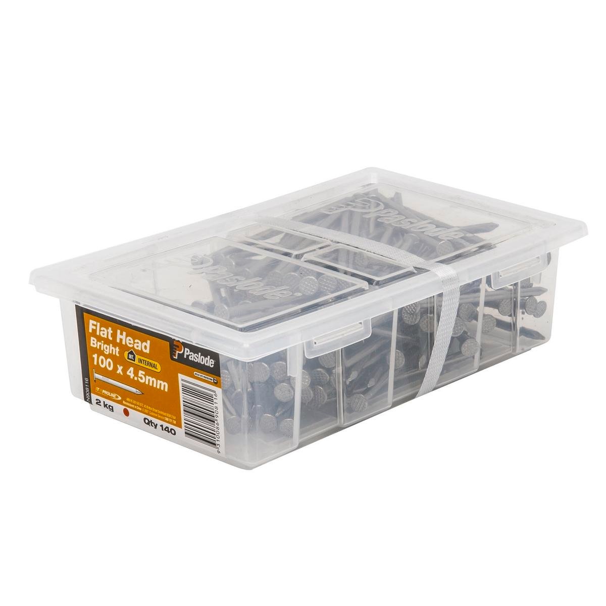 Paslode Flat Head Nails - 100 x 4.5mm - Bright Steel - 2kg - 140 Pack - SuperSaverAU - view 1
