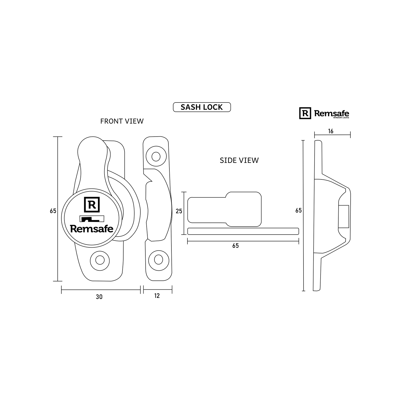 Remsafe White Window Sash Lock - Key Lockable, White Powdercoat Steel