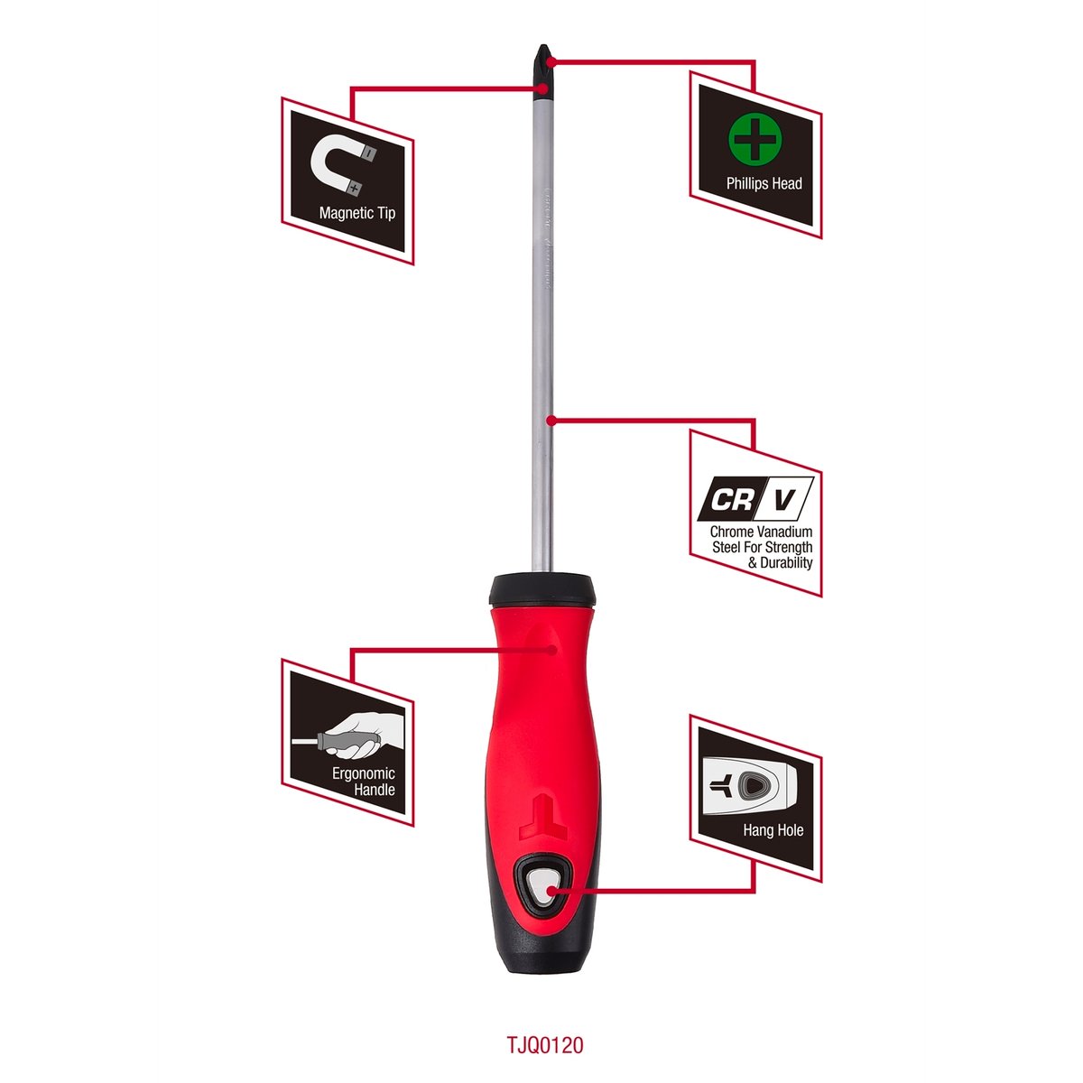 Trojan 150mm No 2 Phillips Screwdriver - Red and Black - Magnetic Tip - SuperSaverAU - view 3