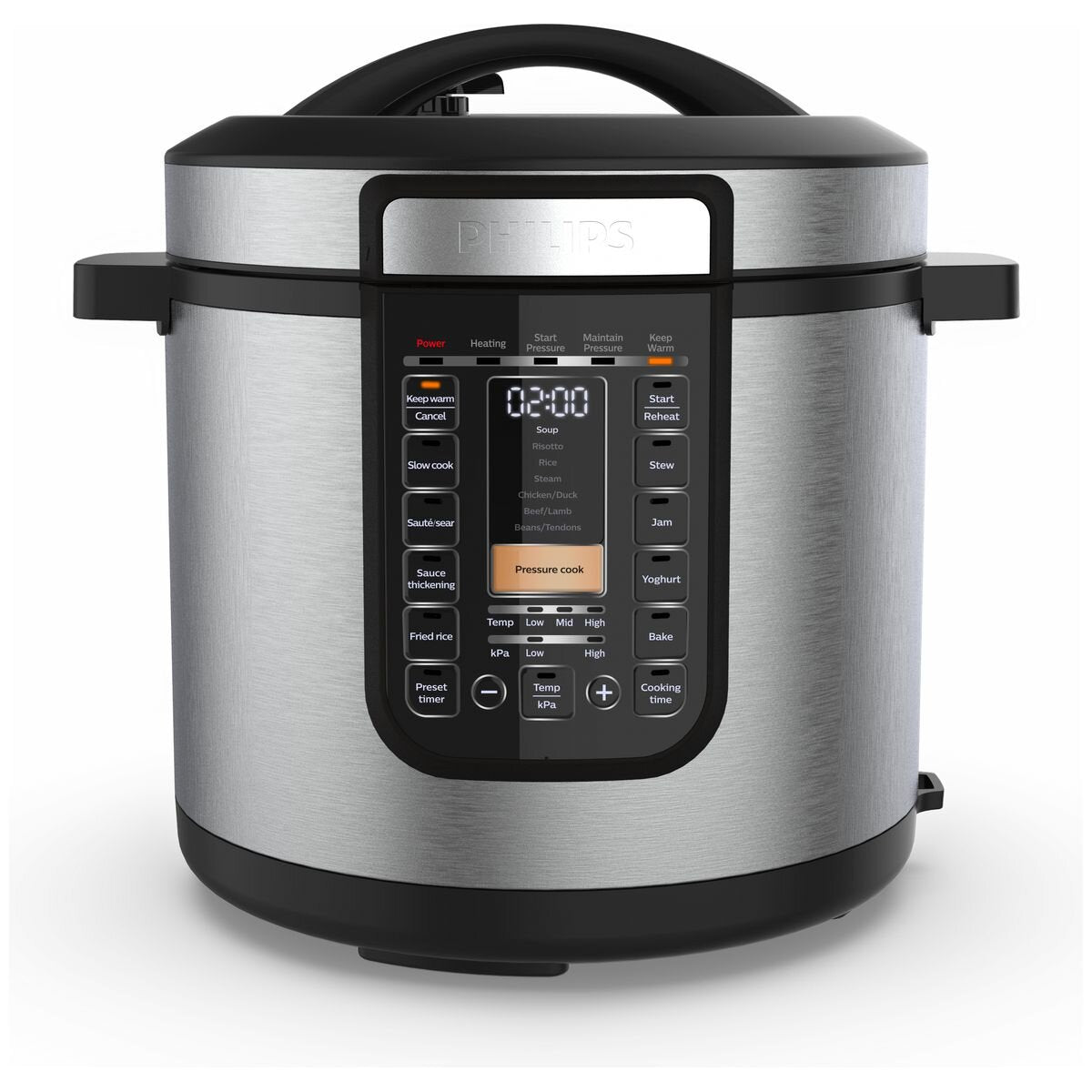 Philips All-In-One XL 8L Multi Cooker - 1500W, 20 Pre-Set Programs, Black and Silver - HD2238-72